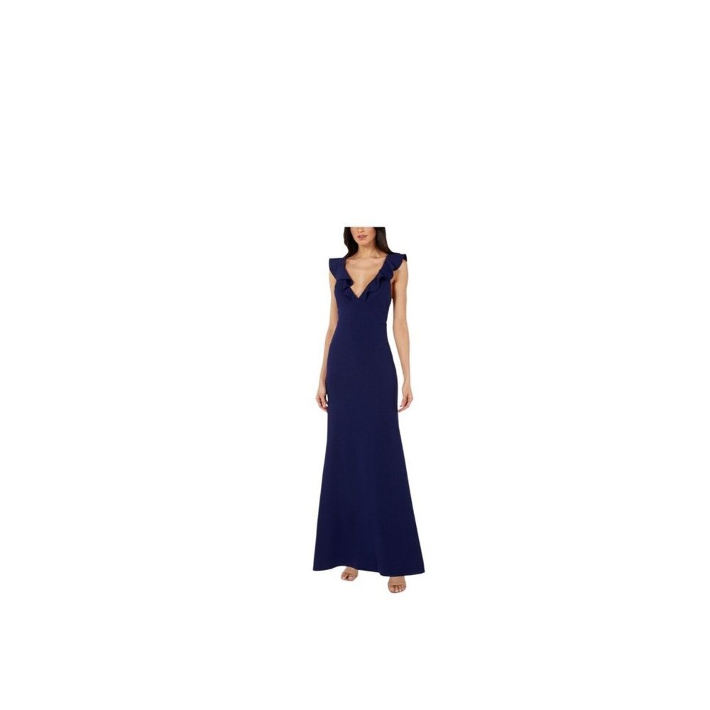 Jump Apparel Womens‎ Blue V Neck Sleeveless Comfort Maxi Dress Size 3/4